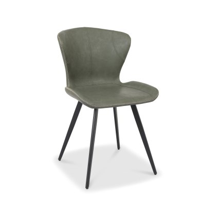 Garcia Olive Vintage Faux Leather Chair with Black Legs (Pair)