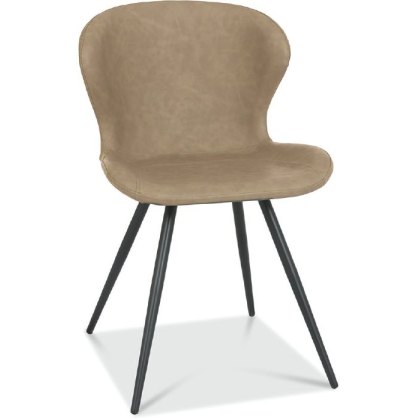 Arlo Stone Vintage Faux Leather Chair with Black Legs