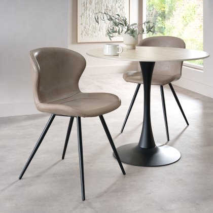 Arlo Stone Vintage Faux Leather Chair with Black Legs