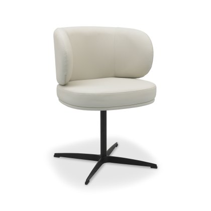 Marcel - 360° Swivel Chair in a Ivory Faux Leather with Black Legs