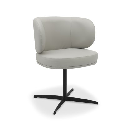 Marcel - 360° Swivel Chair in a Light Grey Faux Leather with Black Legs