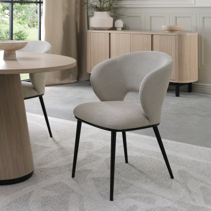 Luca Beige Fabric Chairs with Matt Black Legs