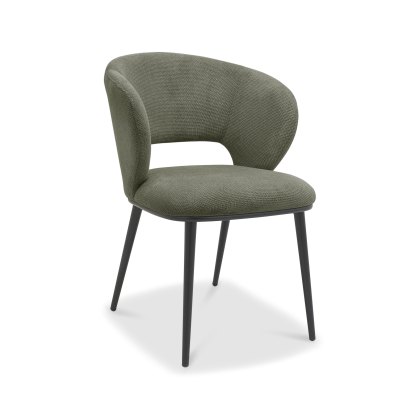 Luca Green Fabric Chairs with Matt Black Legs (Pair)