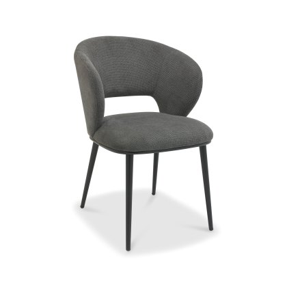 Luca Grey Fabric Chairs with Matt Black Legs