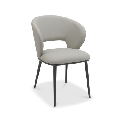 Luca Grey Faux Leather Chairs with Matt Black Legs