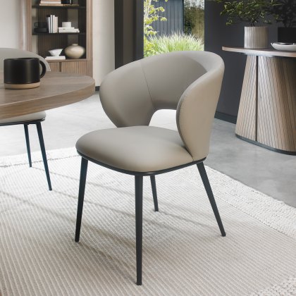 Luca Grey Faux Leather Chairs with Matt Black Legs