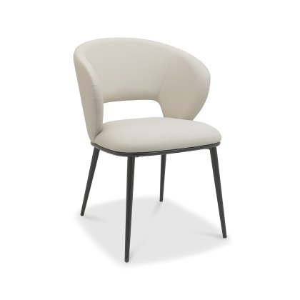 Luca Ivory Faux Leather Chairs with Matt Black Legs