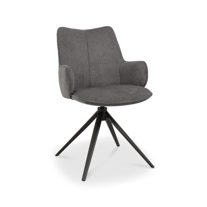Rowan - 360° Self Returning Swivel Chair in a Grey Fabric with Black Legs