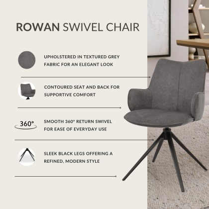 Rowan - Swivel Chair in Grey Fabric Rowan - Swivel Chair in Grey Fabric