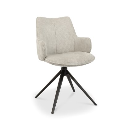 Rowan - 360° Self Returning Swivel Chair in a Beige Fabric with Black Legs