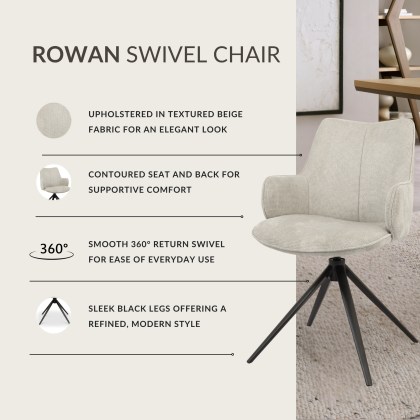 Rowan - Swivel Chair in Beige Fabric Rowan - Swivel Chair in Beige Fabric