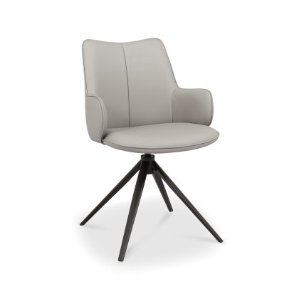 Rowan - 360° Self Returning Swivel Chair in a Light Grey Faux Leather with Black Legs