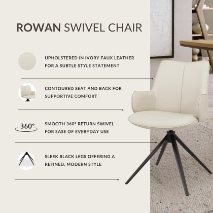Rowan - Swivel Chair in Ivory Faux Leather Rowan - Swivel Chair in Ivory Faux Leather