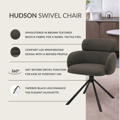 Hudson - Swivel Chair in Brown Boucle Fabric Hudson - Swivel Chair in Brown Boucle Fabric