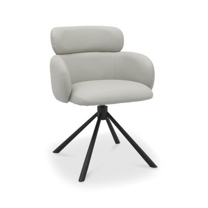 Hudson 360° Self Returning Swivel Chair in a Light Grey Faux Leather with Black Legs