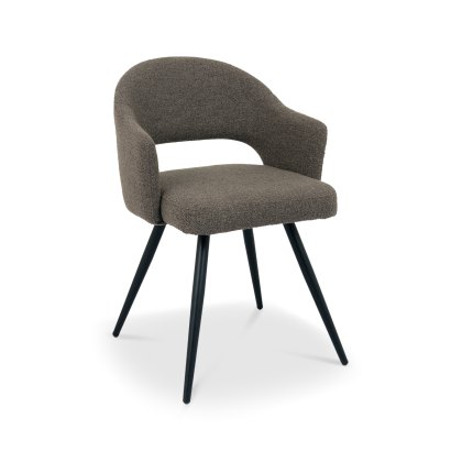 Sterling Brown Boucle Fabric Chairs with Black Legs