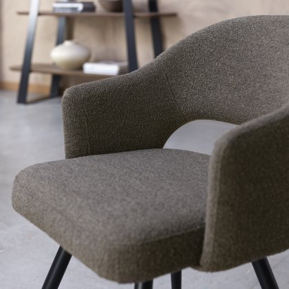 Sterling - Brown Boucle Fabric Chair with Black Legs