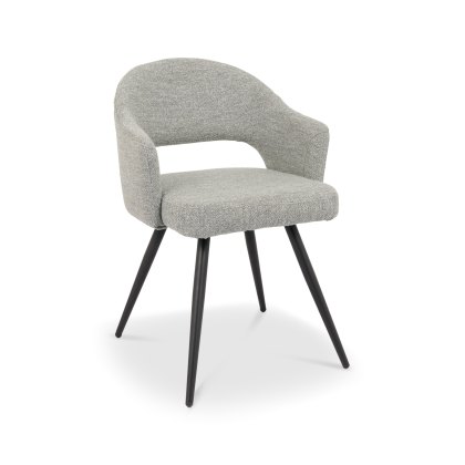Sterling Grey Boucle Fabric Chairs with Black Legs