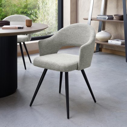 Sterling Grey Boucle Fabric Chairs with Black Legs