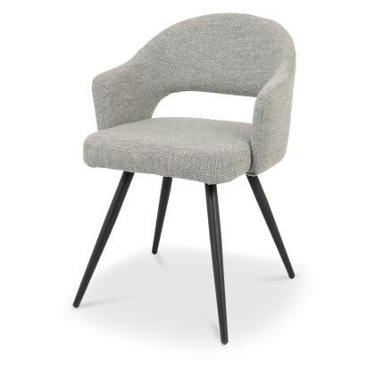Sterling - Dining Chair in Light Grey Boucle Fabric (Pair)