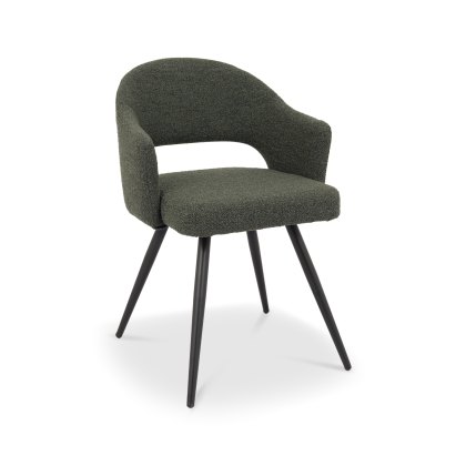 Sterling Green Boucle Fabric Chairs with Black Legs