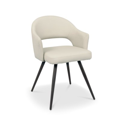 Sterling Ivory Faux Leather Chairs with Black Legs