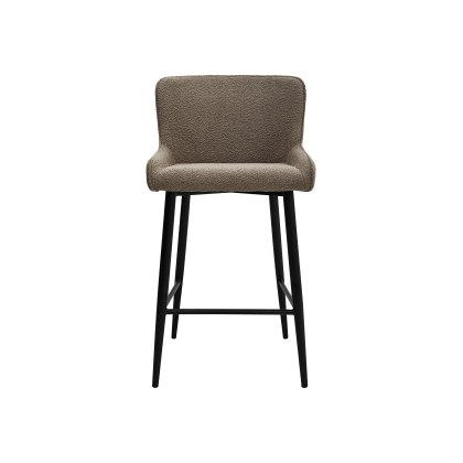 Rubens Mocha Beige Boucle Fabric Bar Stools with Black Legs