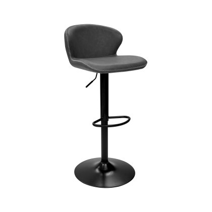 Rosso - Dark Grey Vintage Faux Leather Gas Lift Swivel Barstool with Black Base