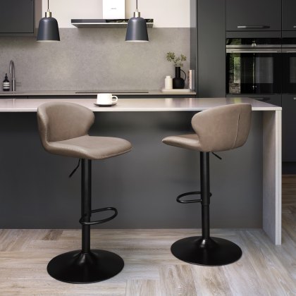 Rosso - Stone Vintage Faux Leather Gas Lift Swivel Barstool with Black Base