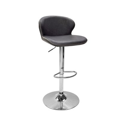Rosso - Dark Grey Vintage Faux Leather Gaslift Swivel Barstool with Chrome Base