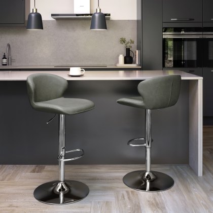 Rosso - Olive Vintage Faux Leather Gas Lift Swivel Barstool with Chrome Base