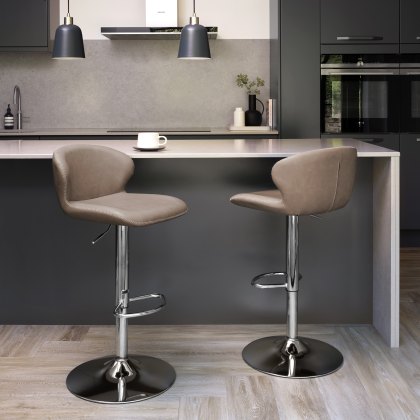 Rosso - Stone Vintage Faux Leather Gas Lift Swivel Barstool with Chrome Base