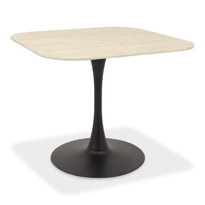 Carter Beige Ceramic Square Bistro Table with Black Base