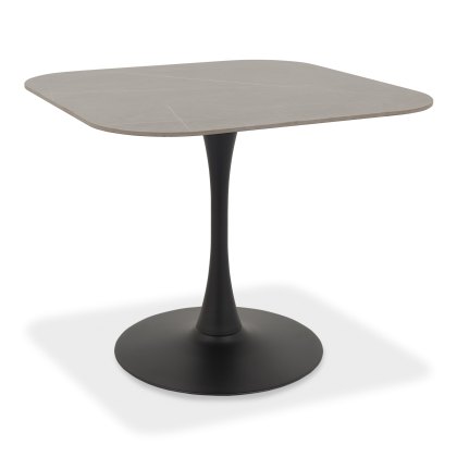 Carter Grey Ceramic Square Bistro Table with Black Base