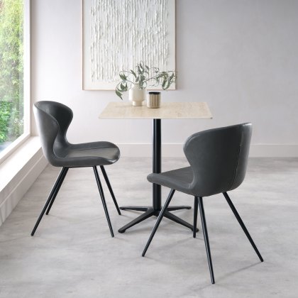 Baxter Beige Ceramic Square Bistro Table with Black Base Baxter Beige Ceramic Square Bistro Table with Black Base