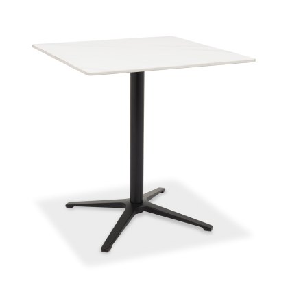 Baxter White Ceramic Square Bistro Table with Black Base