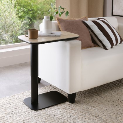 Riley Beige Ceramic Gas Lift Adjustable Sofa Table