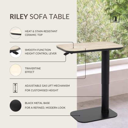 Riley - Beige Ceramic Height Adjustable Sofa Table Riley - Beige Ceramic Height Adjustable Sofa Table
