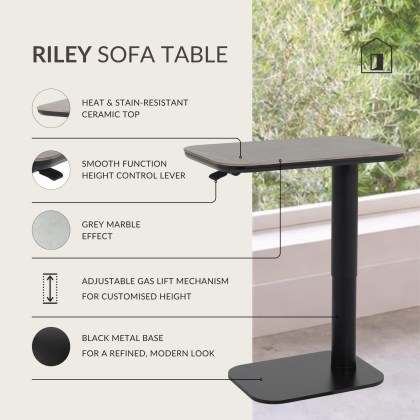 Riley - Grey Ceramic Height Adjustable Sofa Table Riley - Grey Ceramic Height Adjustable Sofa Table