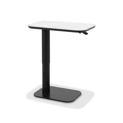 Riley White Ceramic Gas Lift Adjustable Sofa Table