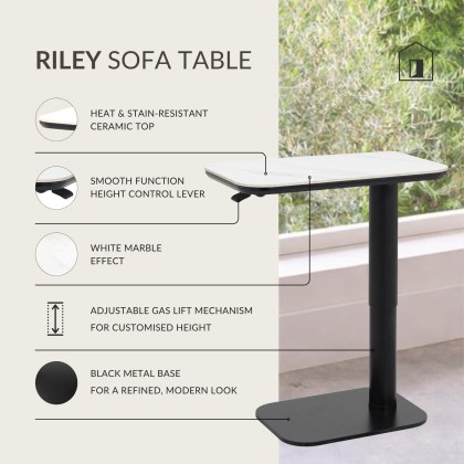 Riley - White Ceramic Height Adjustable Sofa Table Riley - White Ceramic Height Adjustable Sofa Table