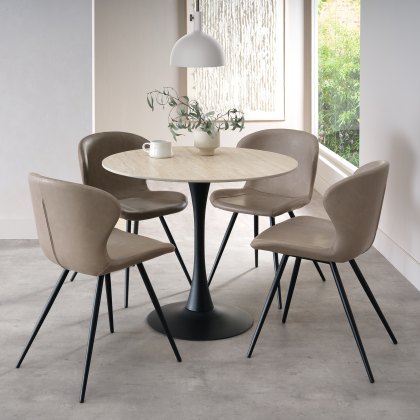 Mason Matte Beige Ceramic Circular Bistro Table With Black Base