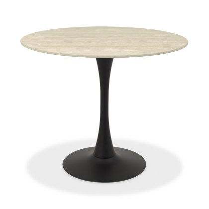 Mason Matte Beige Ceramic Circular Bistro Table With Black Base