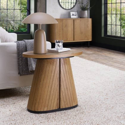 Astra Rustic Oak & Peppercorn Oval Lamp Table