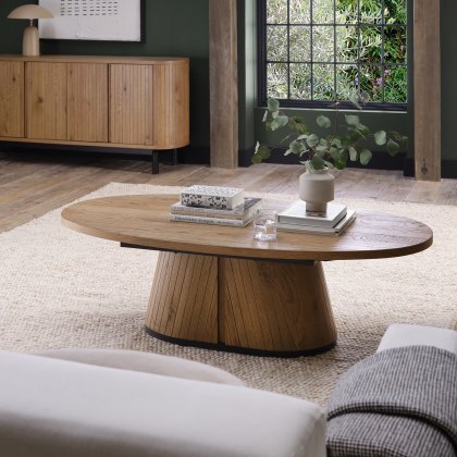 Astra Rustic Oak & Peppercorn Oval Coffee Table