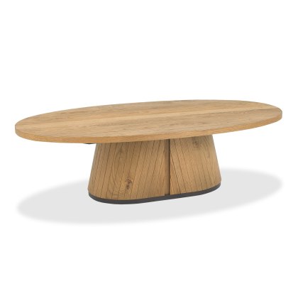 Astra Rustic Oak & Peppercorn Oval Coffee Table