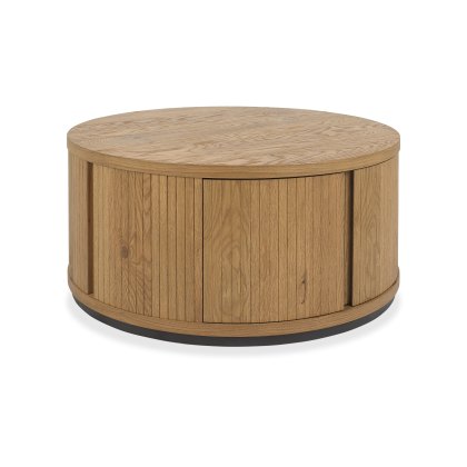 Astra Rustic Oak & Peppercorn Round Coffee Table