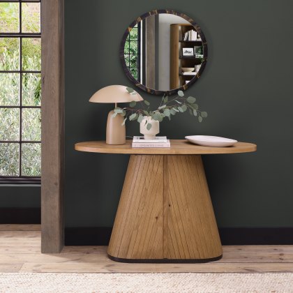Astra Rustic Oak & Peppercorn Oval Console Table
