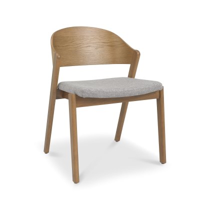 Astra Rustic Oak Ply Back Chair in Grey Fabric
