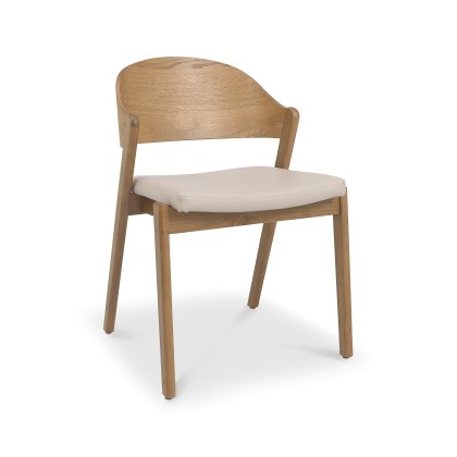 Astra Rustic Oak Ply Back Chair in Ivory Bonded Leather